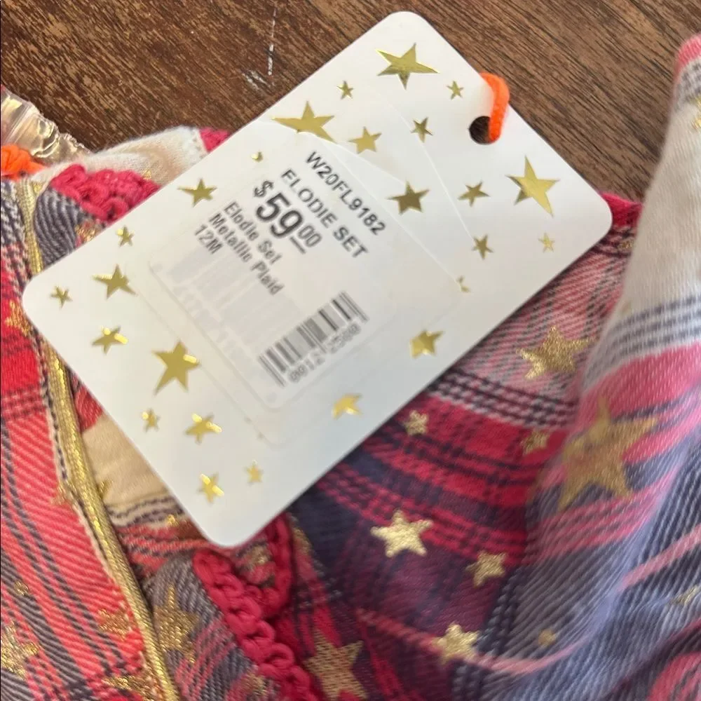 NWT Elodie Metallic Plaid Set